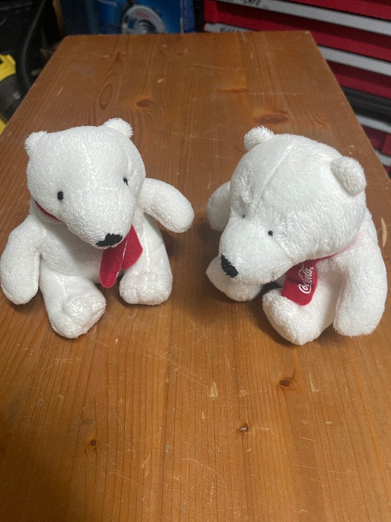 Lot de 2 ours polaires Coca-Cola en peluche, Enlèvement, Comme neuf, Ours en tissus