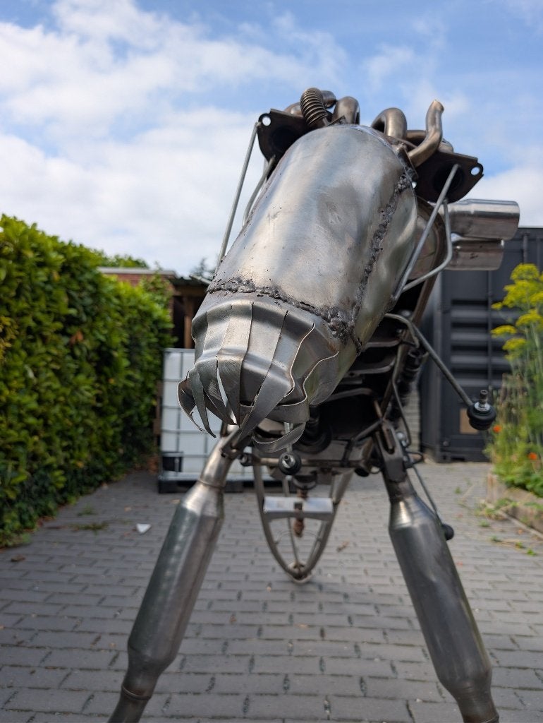 XL metalen insect uit auto-onderdelen — unieke eyecatcher, Ophalen, 130 cm, Zilver, Metaal