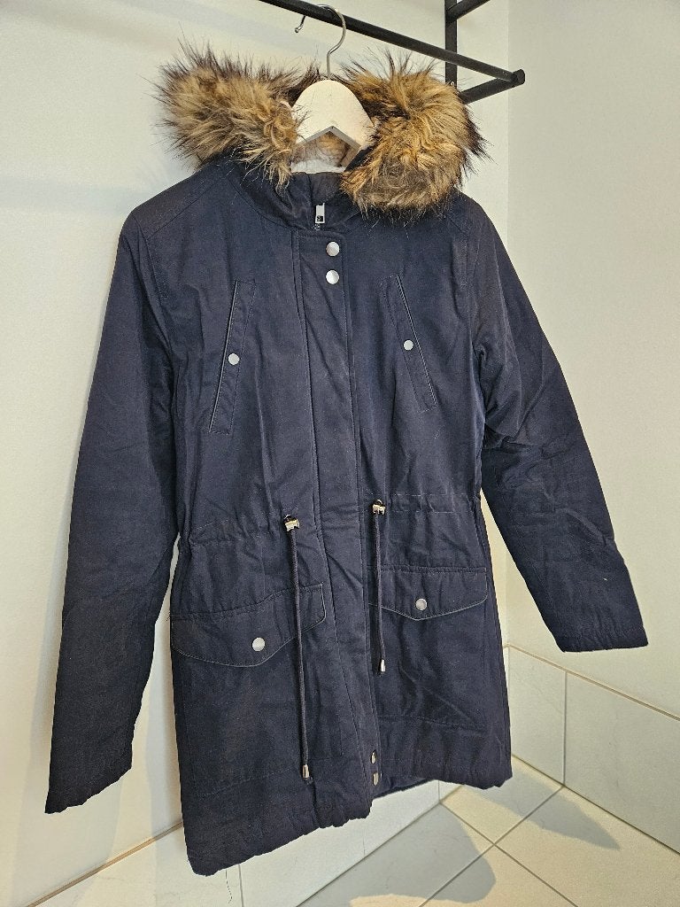 Blauwe jas met pels, Vêtements | Femmes, Atmosphere, Enlèvement ou Envoi, Taille 34 (XS) ou plus petite, Porté