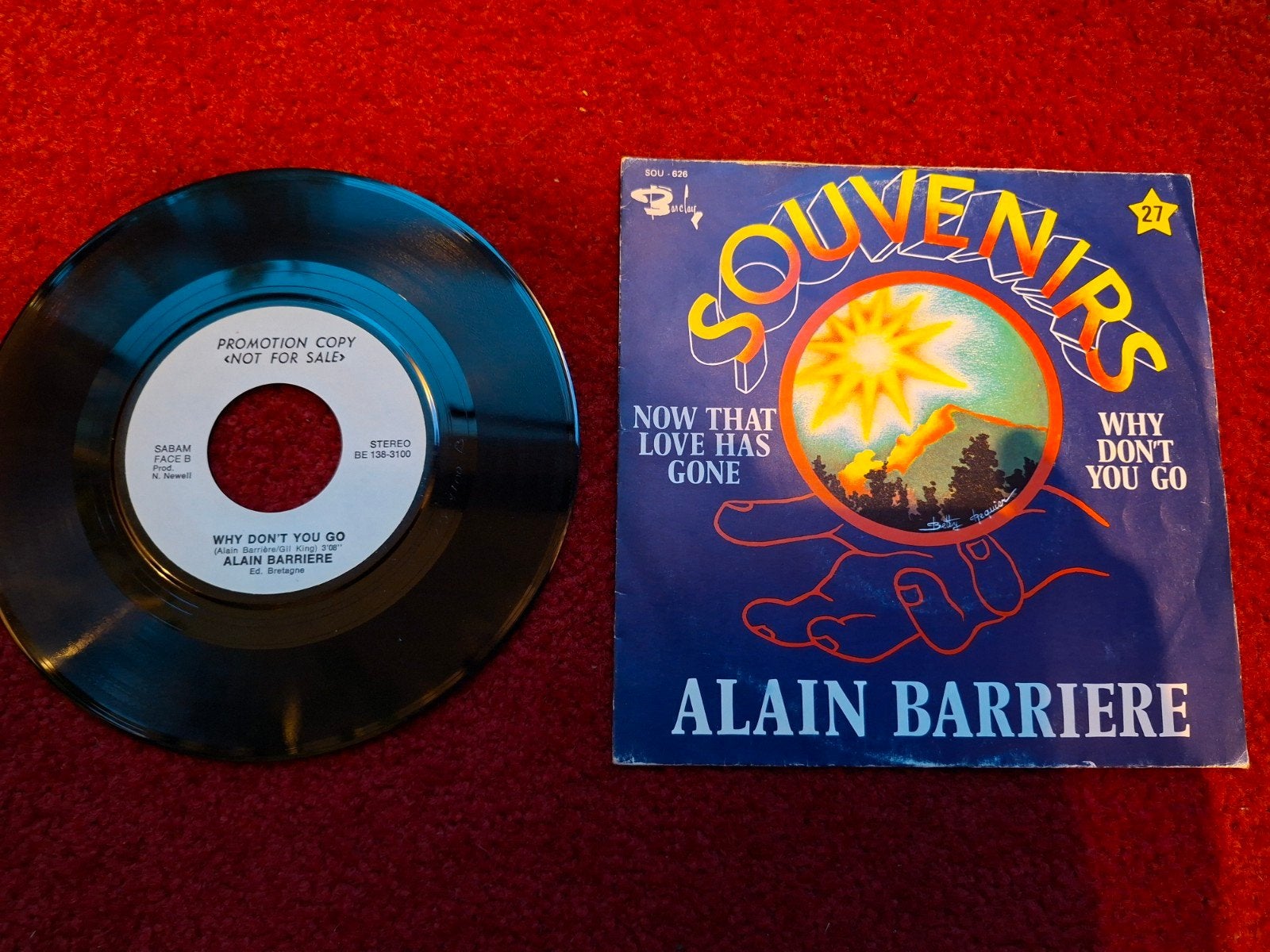 Vinyle - Alain Barriere - anglais + copie promotionnelle, Enlèvement ou Envoi, 7 inch, Promo, Autres genres