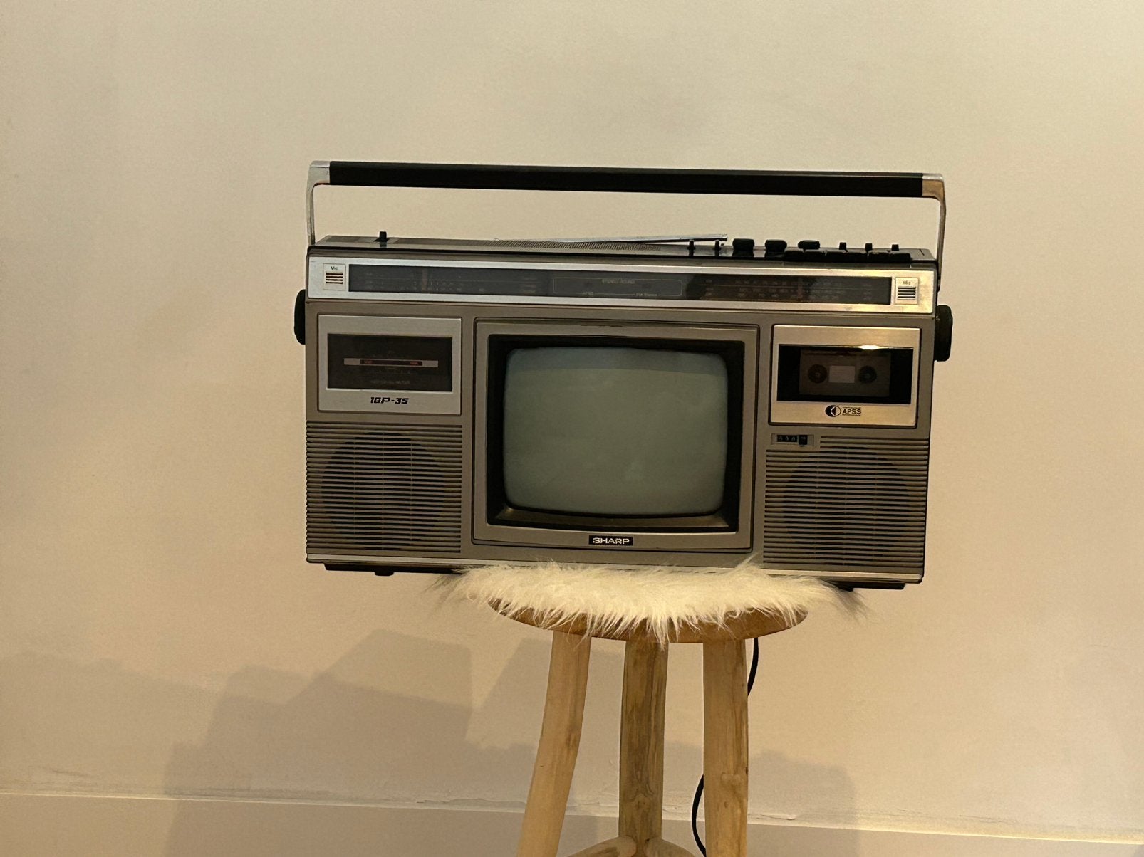 Vintage Sharp 10P-35 draagbare radio, cassette- en tv, Ophalen