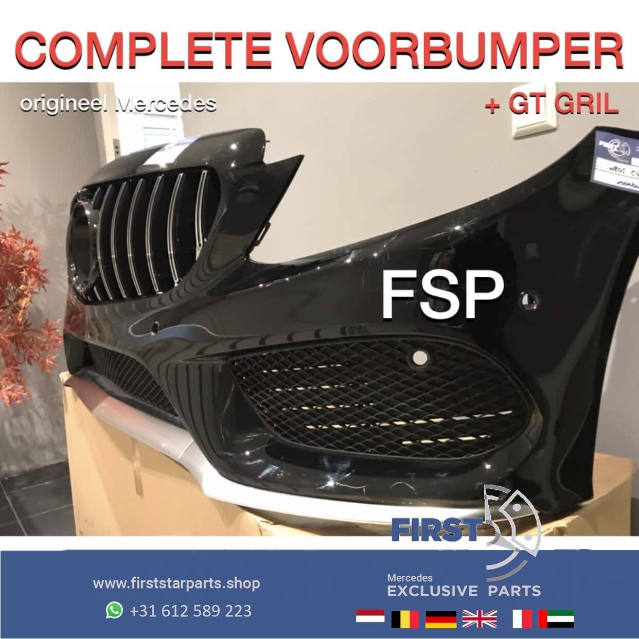 W205 C205 A205 C43 AMG VOORBUMPER ZWART ORIGINEEL COMPLEET +, Utilisé, -, Avant, -