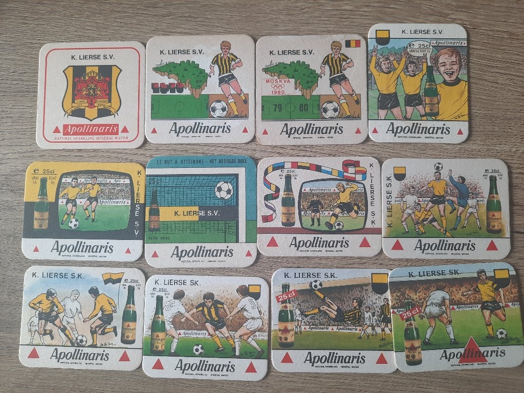 apollinaris Lierse 12 verschillende van 1976 tot 1991, Ophalen of Verzenden, Gebruikt, Clubaccessoires