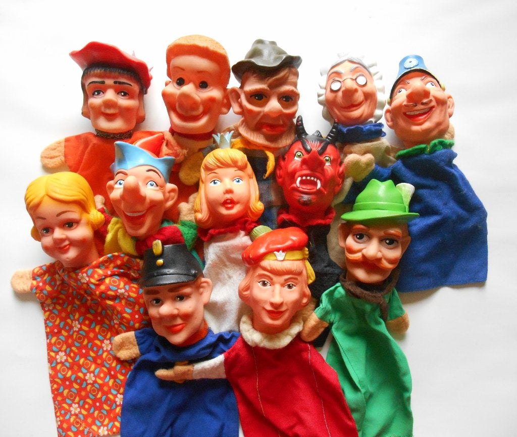 12 Vintage handpoppen voor poppenkast, Verzenden, Overige typen