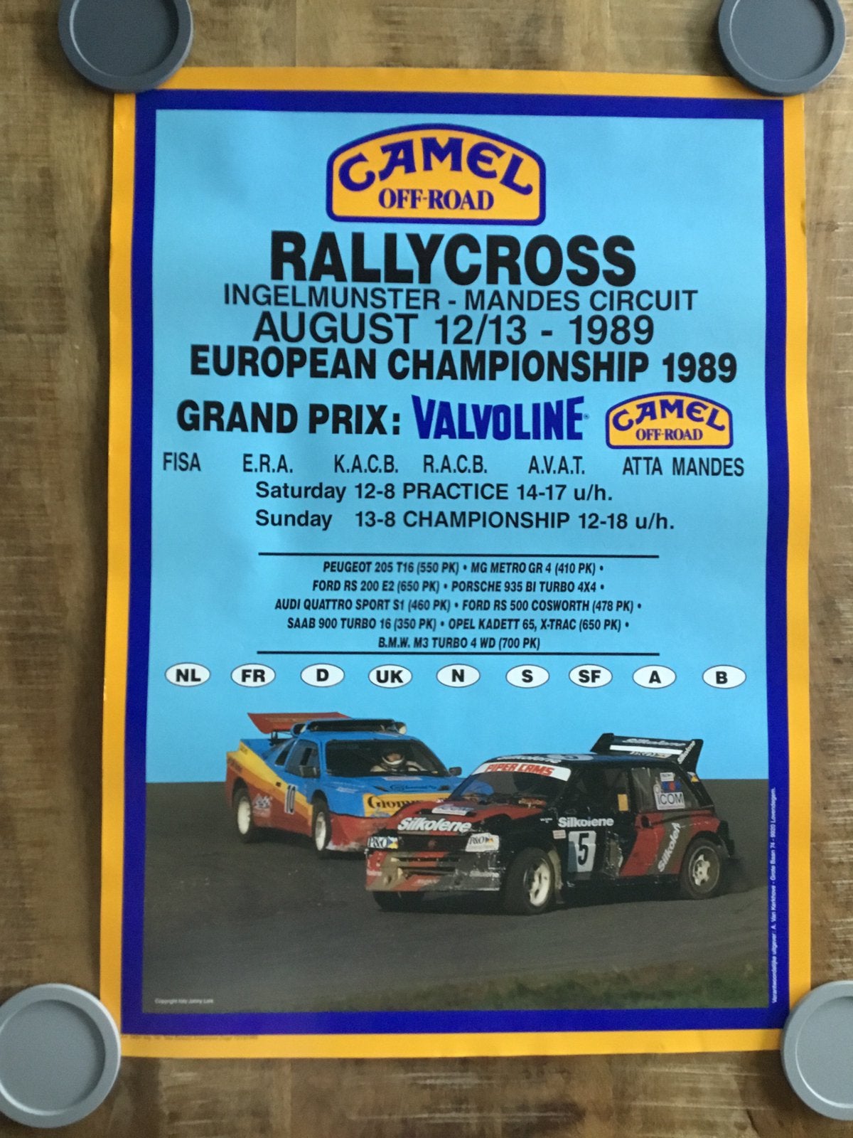 Affiche rallycross mandescircuit 1989, Ophalen of Verzenden, Zo goed als nieuw