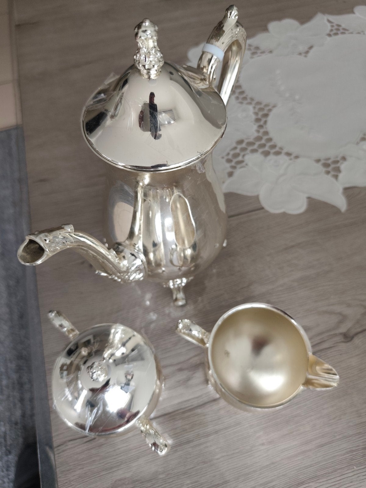 verzilverde koffie- en suikerpot set – klassieke st, Ophalen