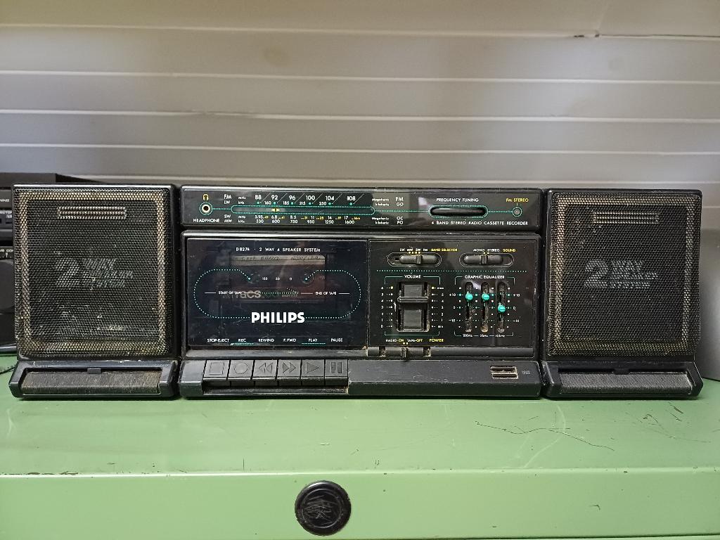 Philips ghettoblaster draagbare radio cassettespeler D8274, Enlèvement, Utilisé, Radio