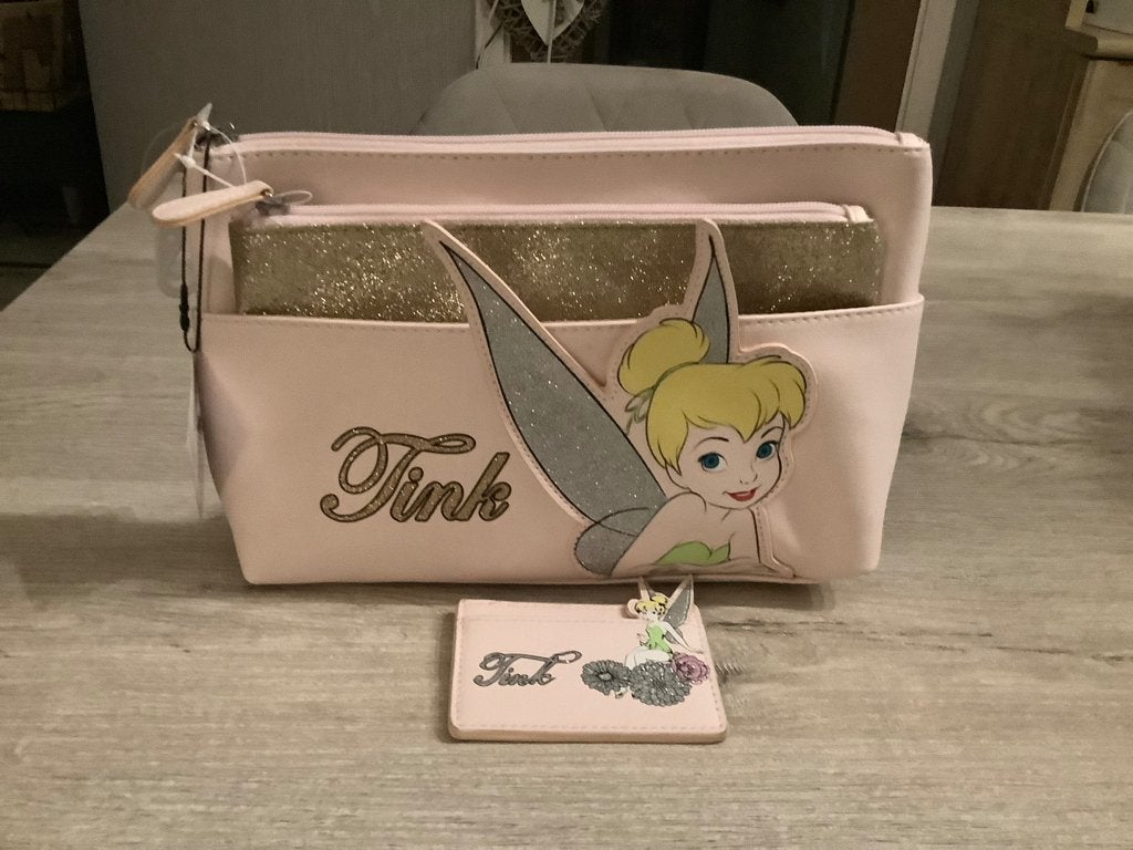Trousse de toilette Disney Tinkerbell Trio (Nouveau), Collections, Disney, Neuf, Sac, Valise ou Pochette, Autres personnages, Enlèvement ou Envoi