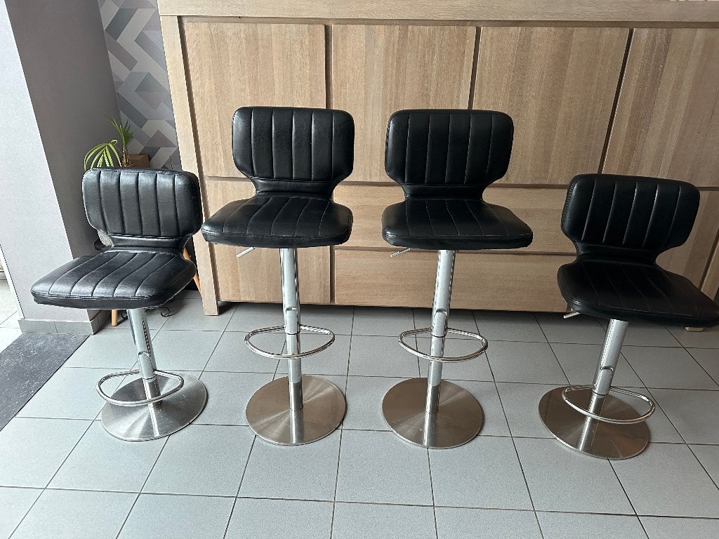 4 barstoelen 360 in hoogte verstelbaar, Ophalen, Gebruikt, In hoogte verstelbaar, 60 tot 90 cm