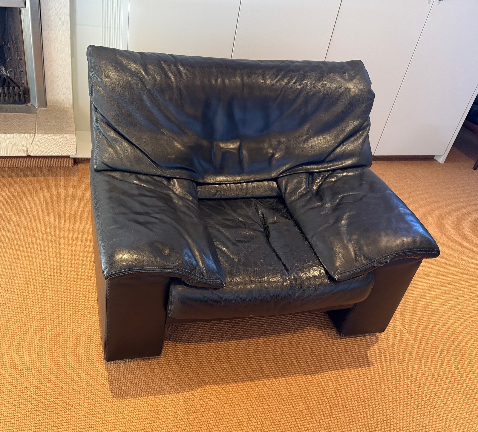 Canapé en cuir simple Durlet (2 pièces), 75 à 100 cm, Enlèvement, Utilisé, Lederen kwaliteitszetel