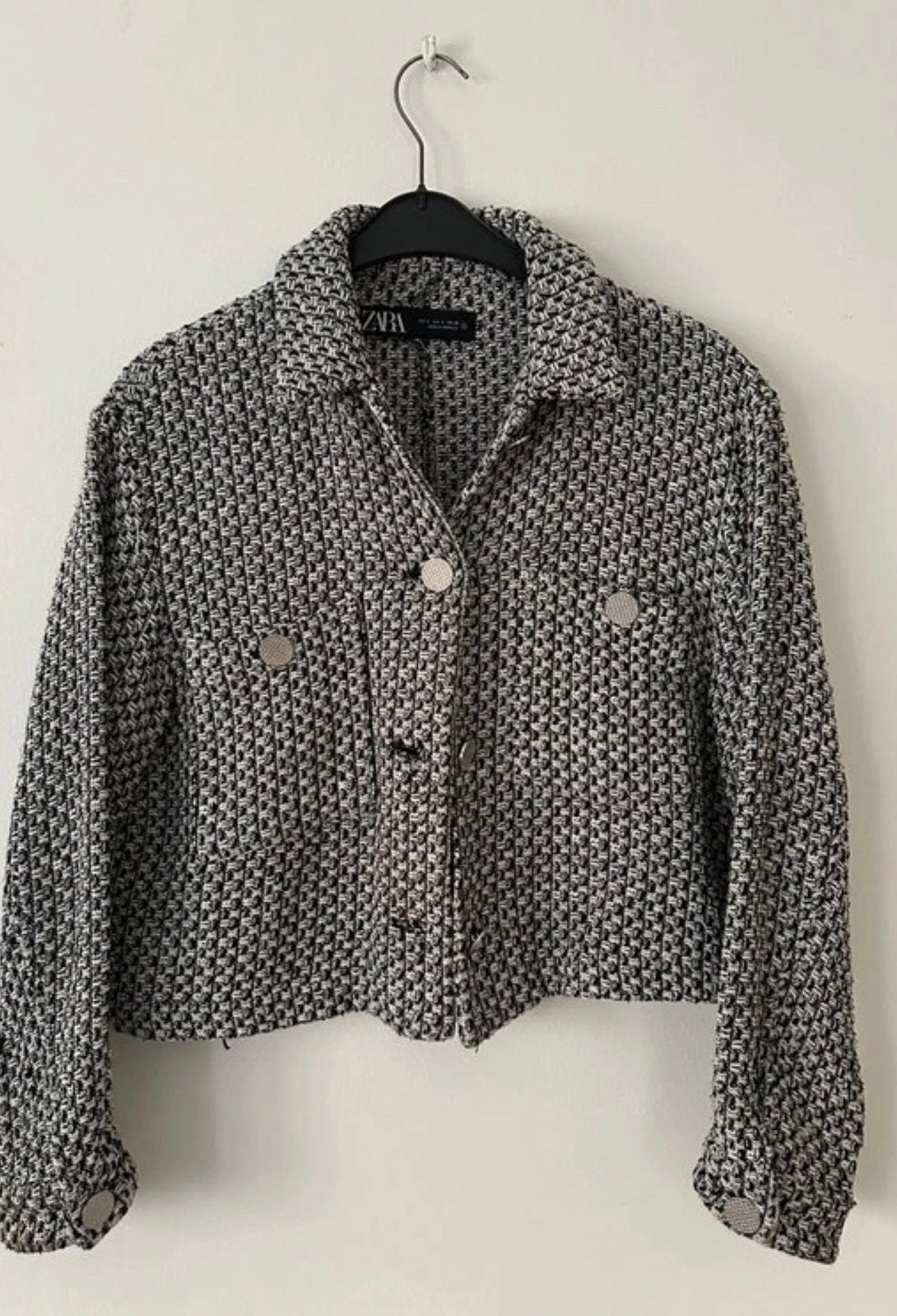 Veste courte Zara noir et blanc taille S, Enlèvement, Porté, Taille 36 (S), Blanc