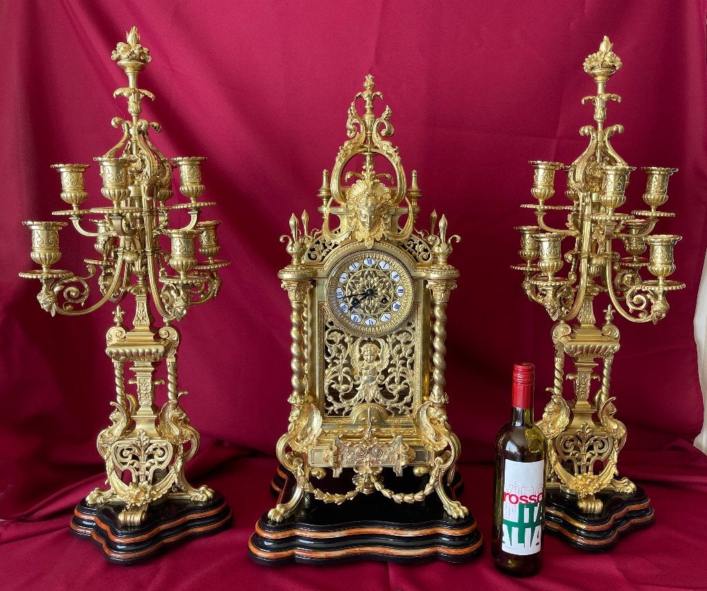 XXL schouwgarnituur in ormolu van Eugène Baguès, ca 1875, Enlèvement