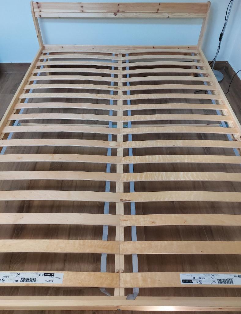 Houten bed 140x200 met lattenbodems, Huis en Inrichting, Ophalen, Bruin, 140 cm, Zo goed als nieuw