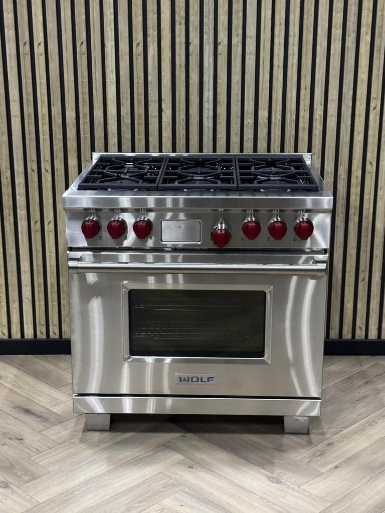 NIEUW Wolf Dual Fuel Fornuis + 91cm RODE KNOPPEN, Ophalen of Verzenden, Nieuw, Grill, Gas