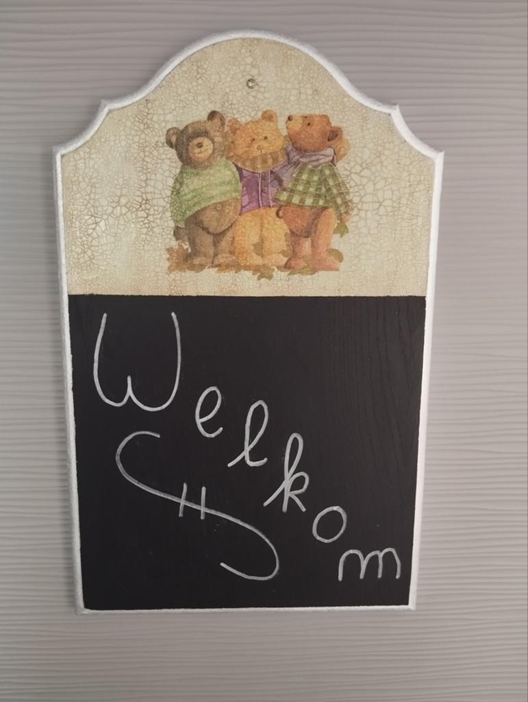 Houten beren paneel krijtbord, Ophalen of Verzenden, Zo goed als nieuw, Krijtbord