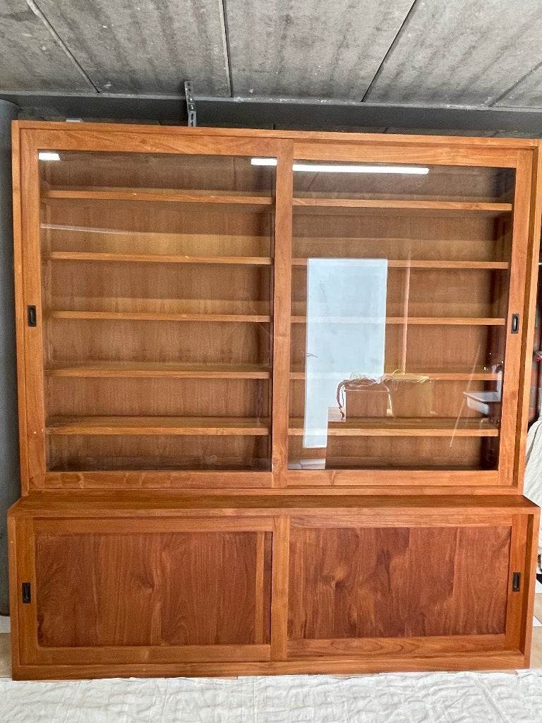Teak vitrinekast 220, Ophalen, Zo goed als nieuw, Teakhout