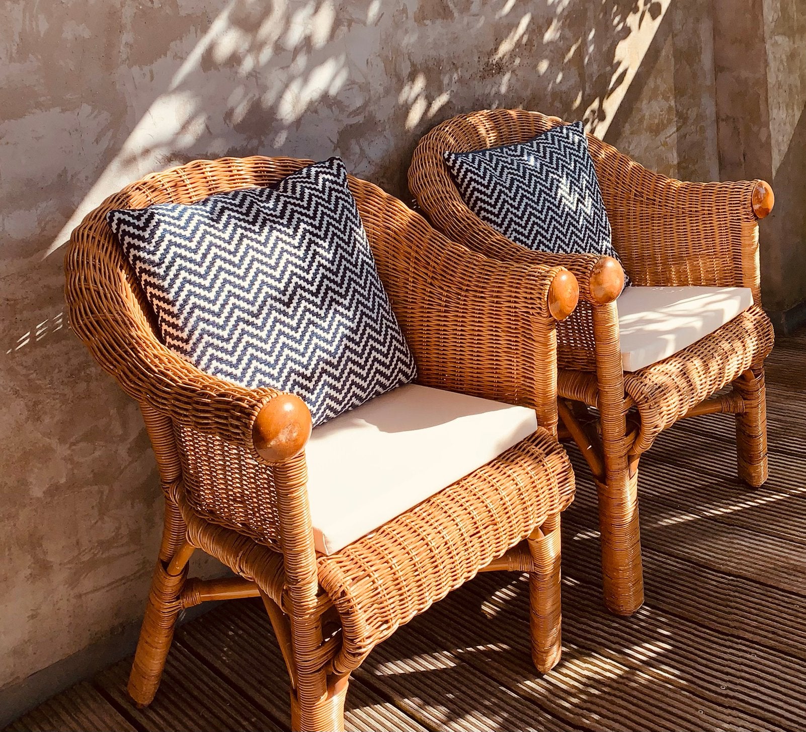 Vintage rotan fauteuil – jaren ’70/’80 – bohemian /, Tuin en Terras, Ophalen, Zo goed als nieuw, Rotan