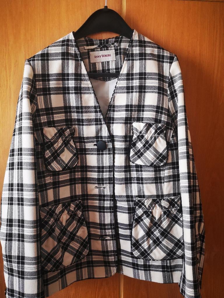 Blazer à carreaux blanc-noir L par Anny Where, Enlèvement ou Envoi, Blanc