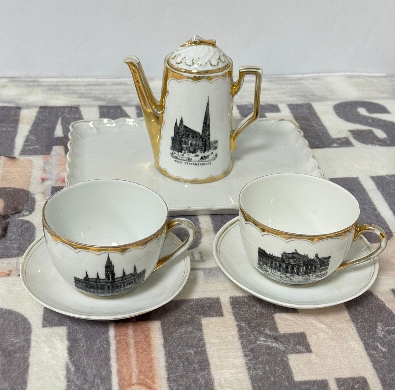 Vaisselle en or blanc, Vienne, Autriche, théière, plateau,, Antiquités & Art, Antiquités | Services (vaisselle) pièces, Enlèvement ou Envoi