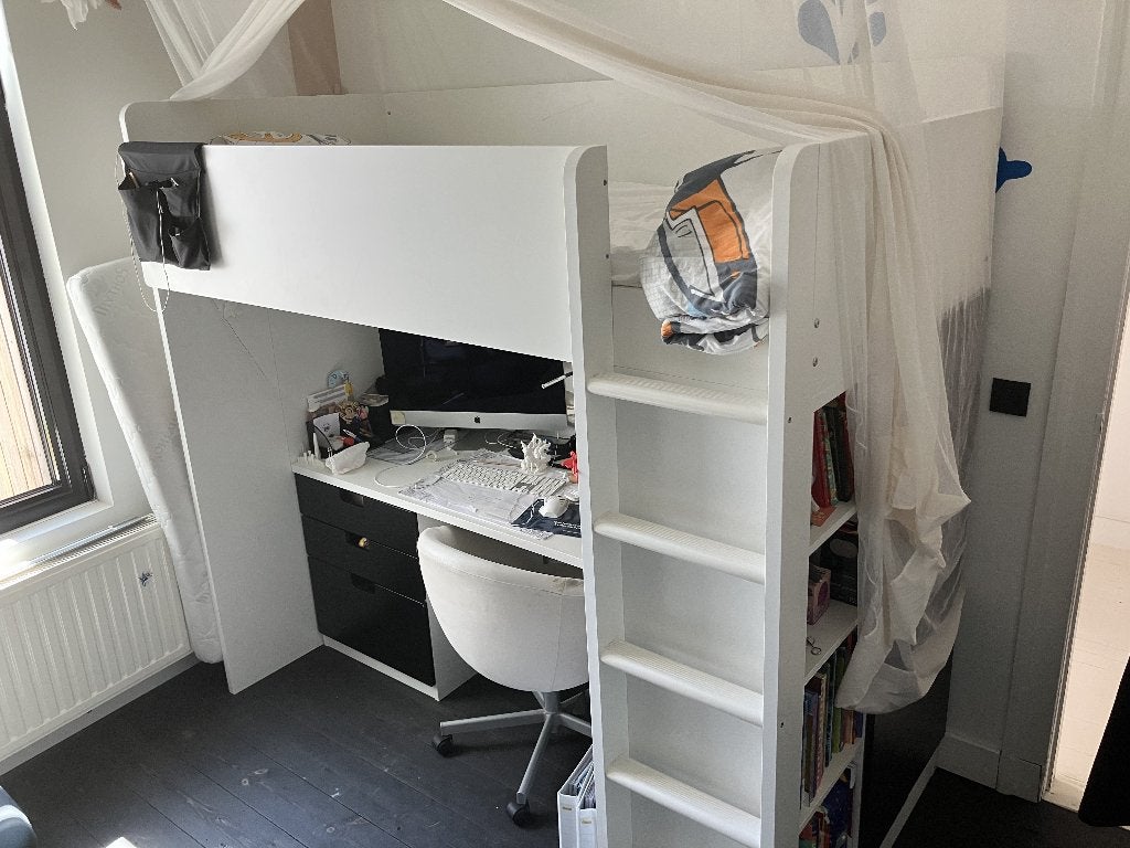 stapelbed Ikea wit met zwarte deurtjes, Kinderen en Baby's, Ophalen, Gebruikt, Stapelbed