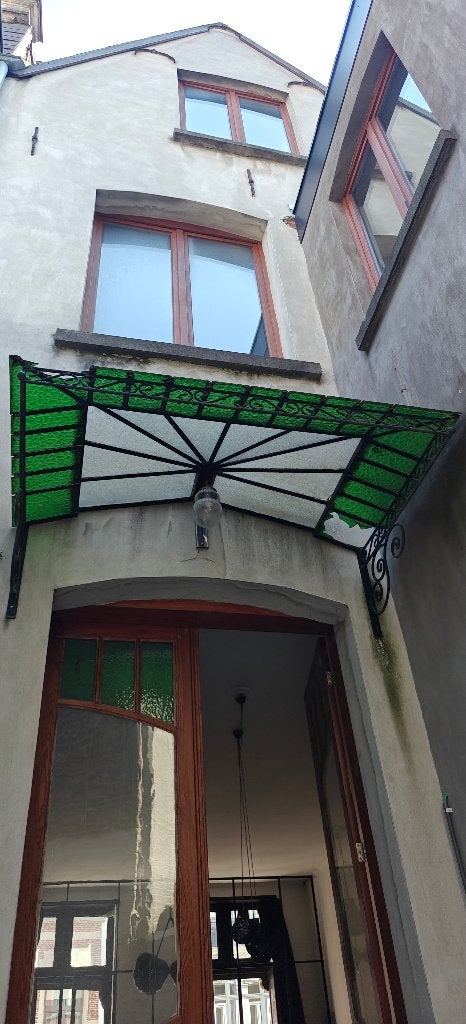 Originele Art Deco smeedijzeren glazen luifel, Antiek en Kunst, Ophalen