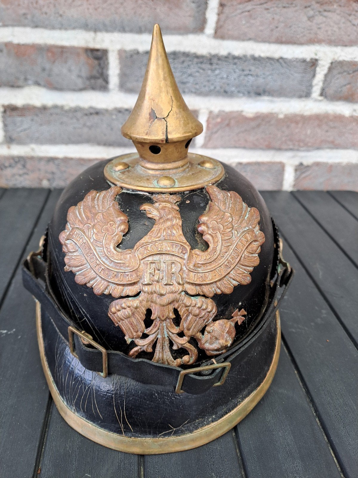 Pruisische tiphelm model 1895 14-18 WW1, Verzamelen, Militaria | Algemeen, Ophalen of Verzenden, Landmacht, Helm of Baret