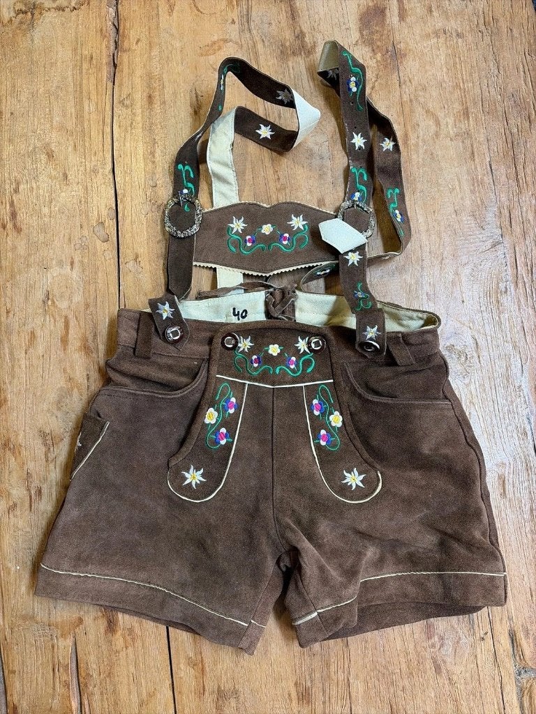 Originele korte bruine Lederhosen maat 38, Taille 38/40 (M), Enlèvement ou Envoi, Comme neuf, Brun