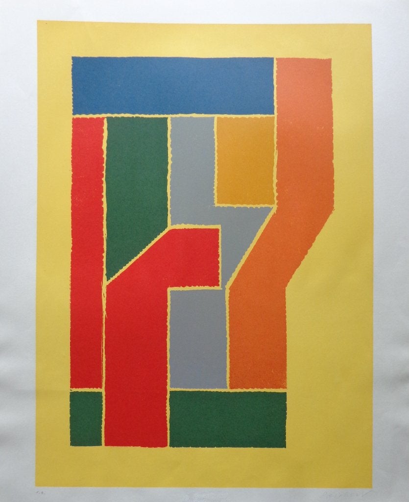 JOSUA REICHERT / GEOMETRIE / KLEURZEEFDRUK / 68x55cm / SIG, Gelimiteerde oplage, Ophalen of Verzenden, Abstract, Zeefdruk