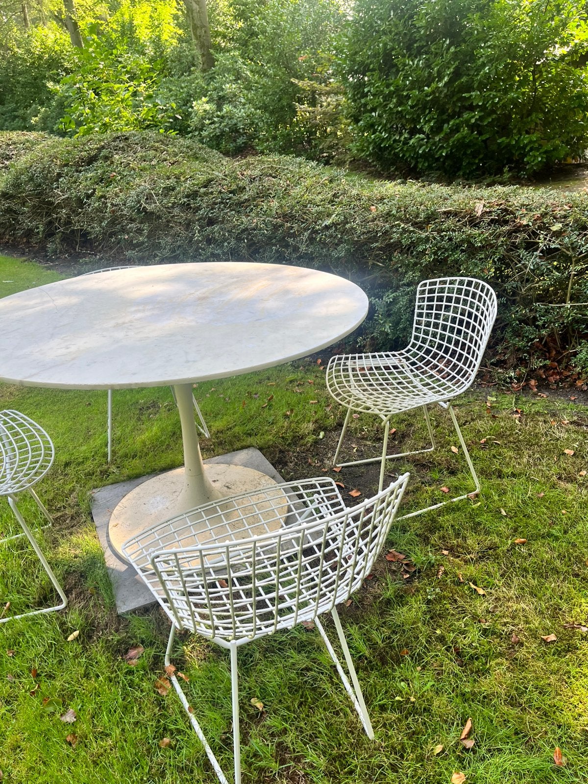 4 stoelen KNOLL Harrie Bertoia, Huis en Inrichting, Ophalen, Gebruikt, Wit, Vier