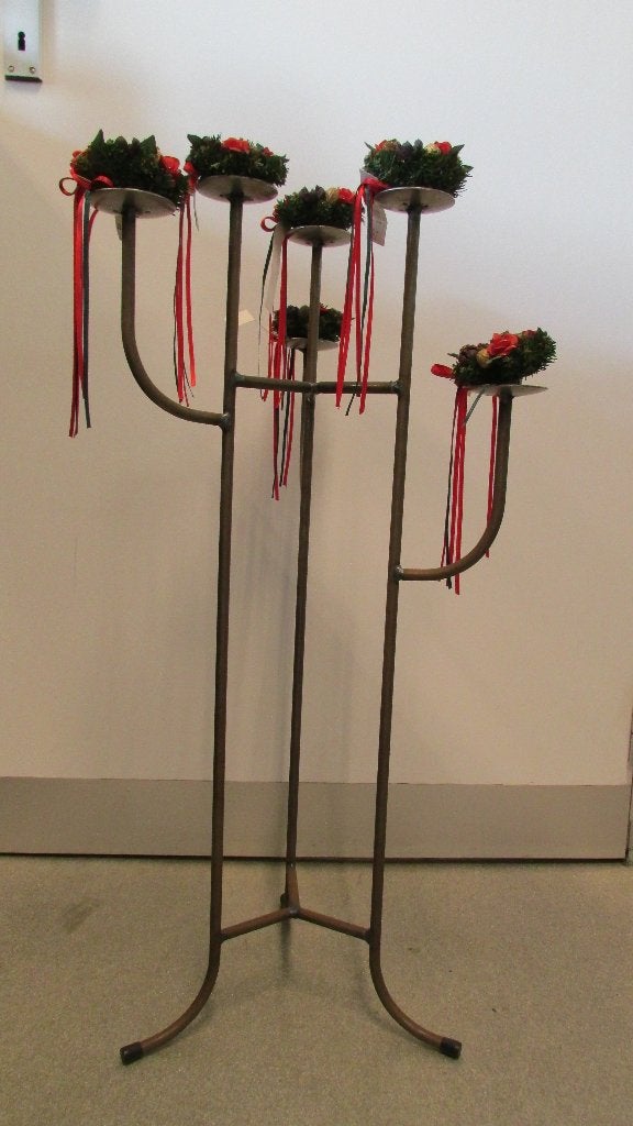 Kandelaar in ijzer, Ophalen, Bruin, 72 cm, Nieuw