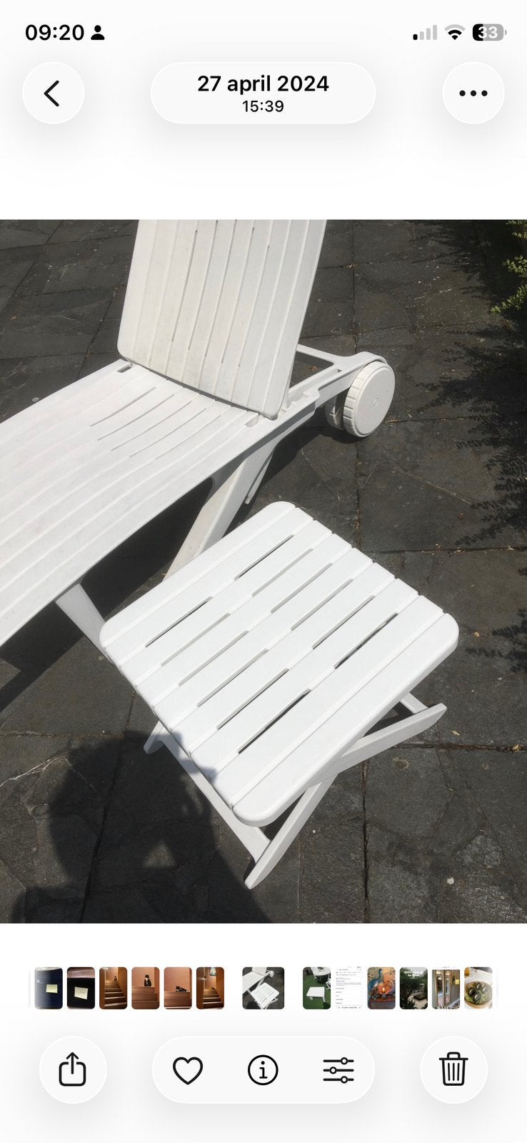 Ligzetel Alibert + tafeltje + parasolverlichting en tafeltje, Tuin en Terras, Ophalen, Gebruikt, Kunststof, Verstelbaar