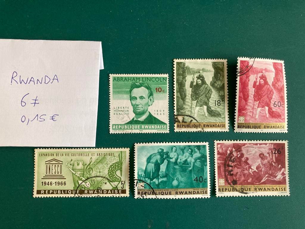 Lot postzegels Rwanda, Ophalen of Verzenden, Gestempeld