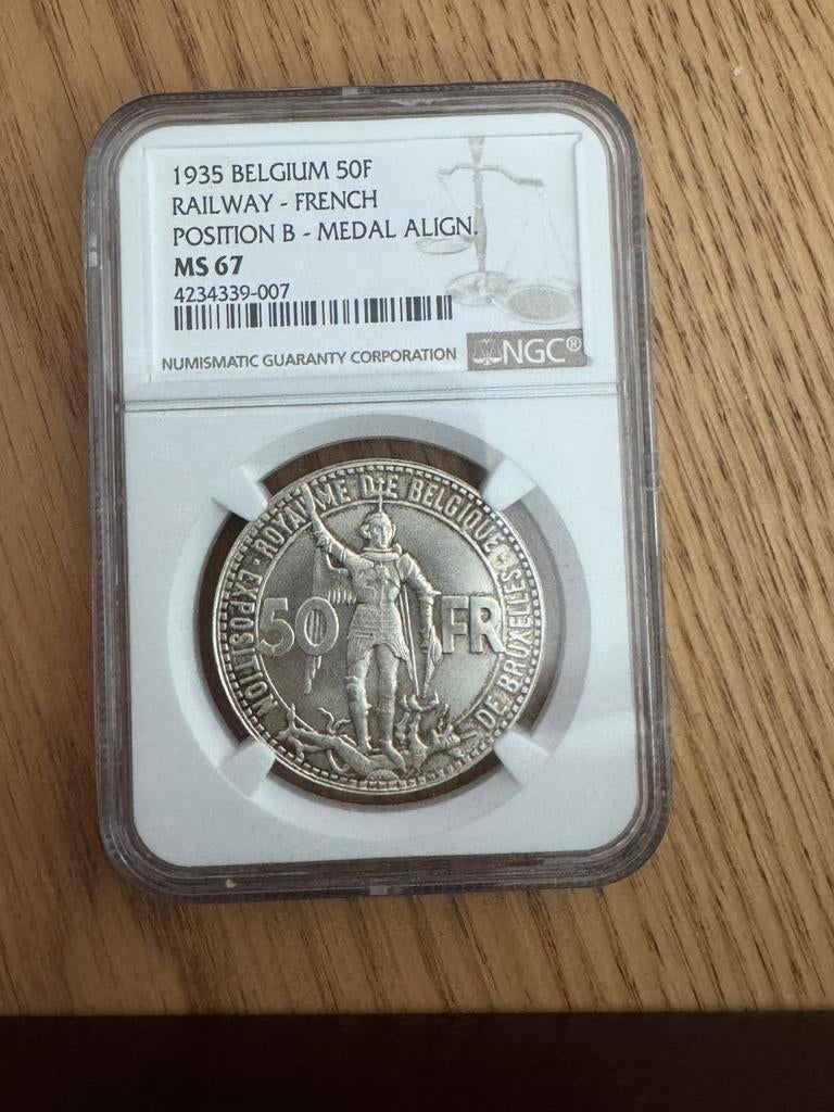 50 francs 1935 frappe medaille francais MS67, Enlèvement ou Envoi