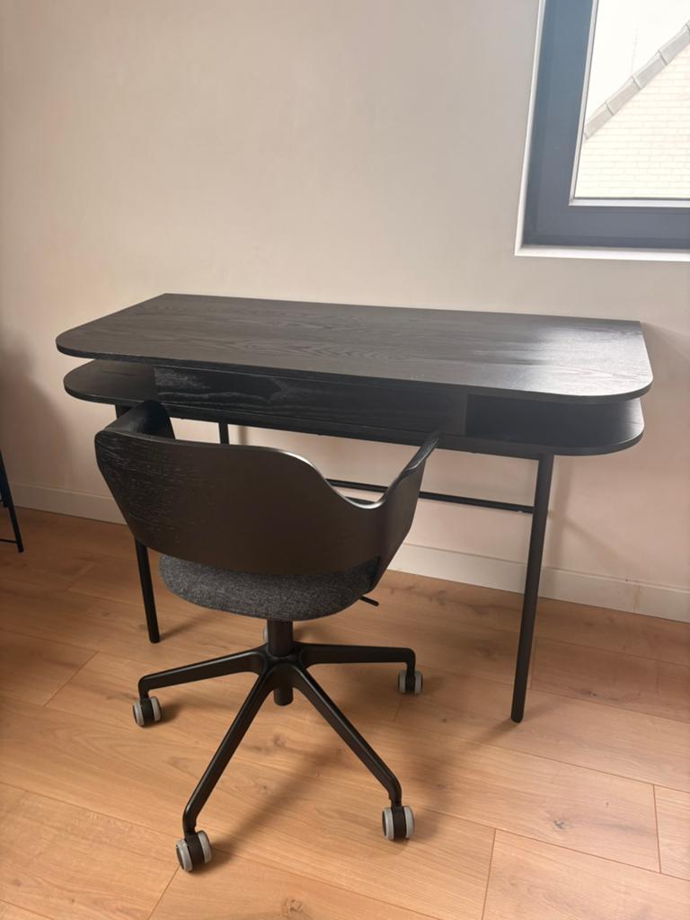 Bureau + bureaustoel, Huis en Inrichting, Bureaus, Ophalen, Zo goed als nieuw, Zwart