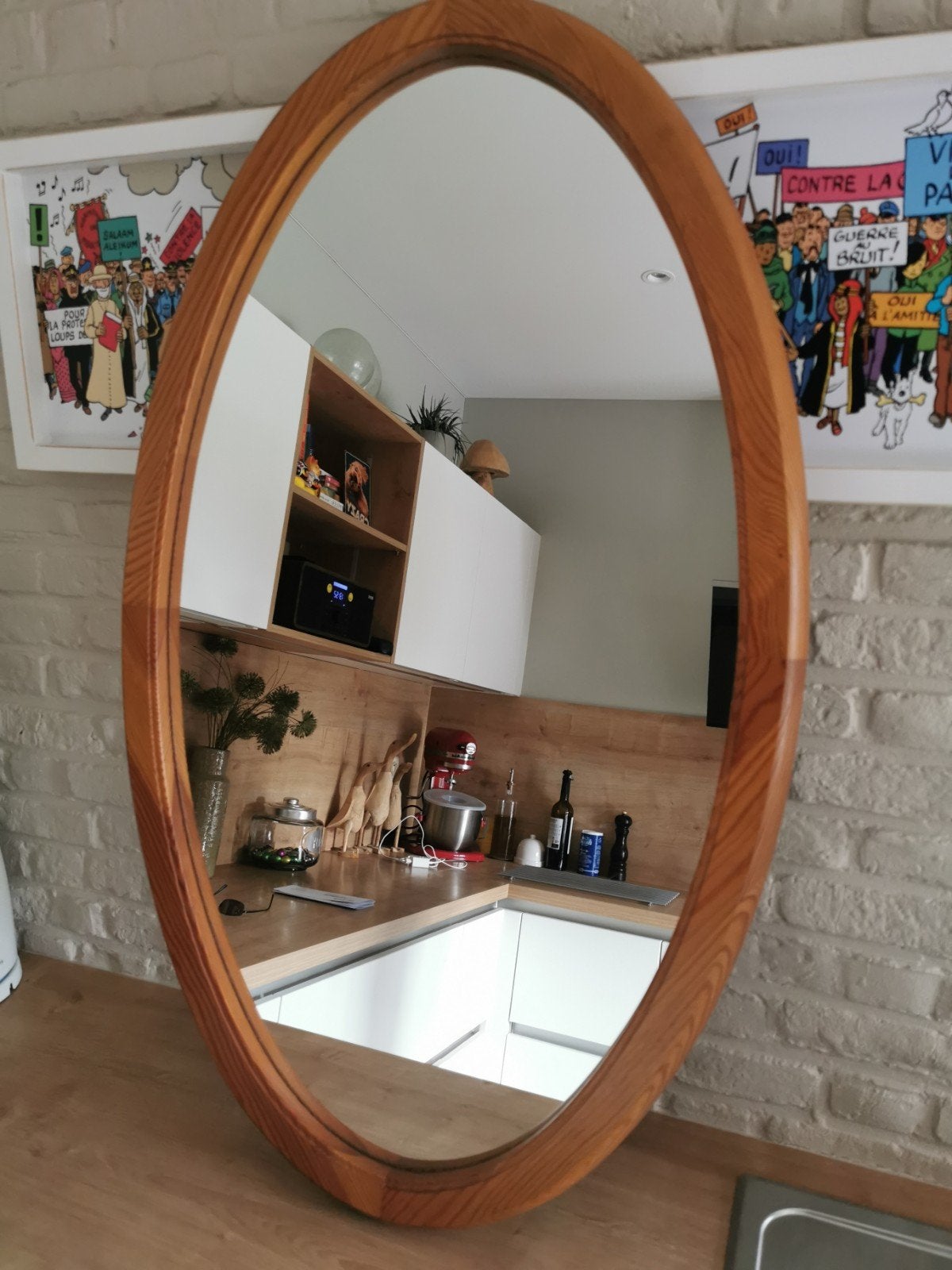 Spiegel ovaal in zeer goede en mooie staat.vol hout., Ophalen, 100 tot 150 cm, Zo goed als nieuw, Ovaal
