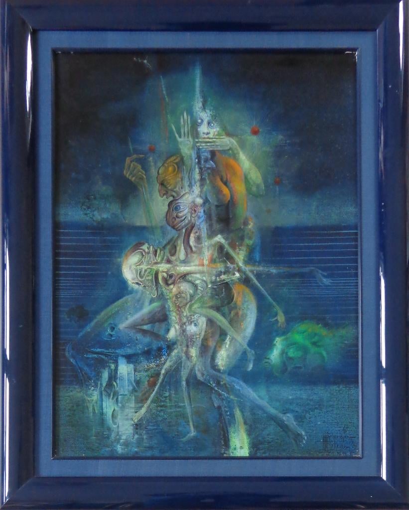 ROGER VAN BELLEGHEM / WEZENS / OLIEVERF PANEEL / 91x73cm, Enlèvement, Signé, Peinture à l'huile