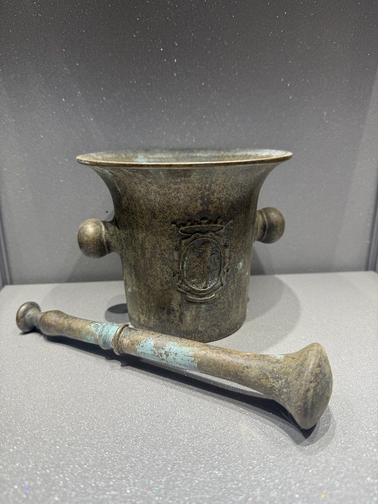 Antieke Bronzen Vijzel met Stamper – Apothekersvijzel, Ophalen of Verzenden, Brons