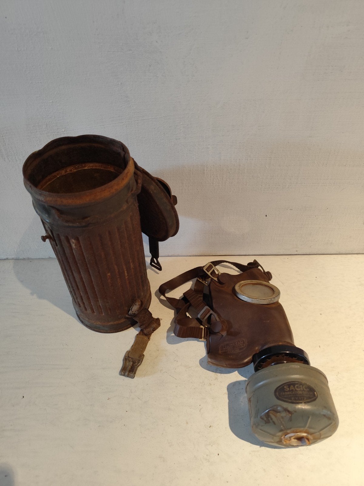 Belgisch civiel gasmasker (1939) met doos, Audio, Tv en Foto, Optische apparatuur | Verrekijkers, Ophalen of Verzenden