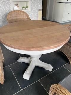 Uitschijfbare eetkamer tafel rond/ovaal, Huis en Inrichting, Tafels | Eettafels, Ophalen, Gebruikt, Rond, Vijf personen of meer