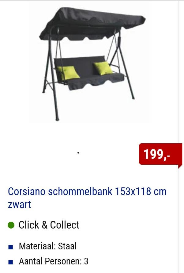 Schommelbank Corsiano NIEUW, Tuin en Terras, Tuinbanken, Ophalen, Nieuw, Aluminium, Schommelbank