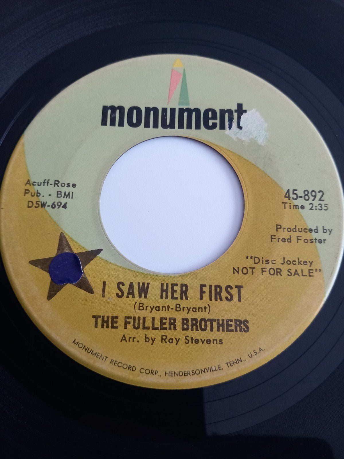 THE FULLER BROTHERS. I SAW HER FIRST. ROCK POP-CORN US 45, Cd's en Dvd's, Ophalen of Verzenden