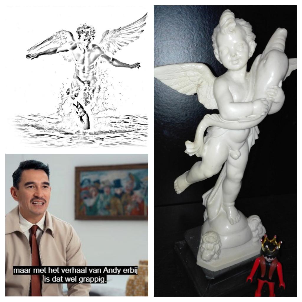 237) Het laatste naakte engeltje en de grote vis ( Santini, Antiek en Kunst, Ophalen of Verzenden, Man