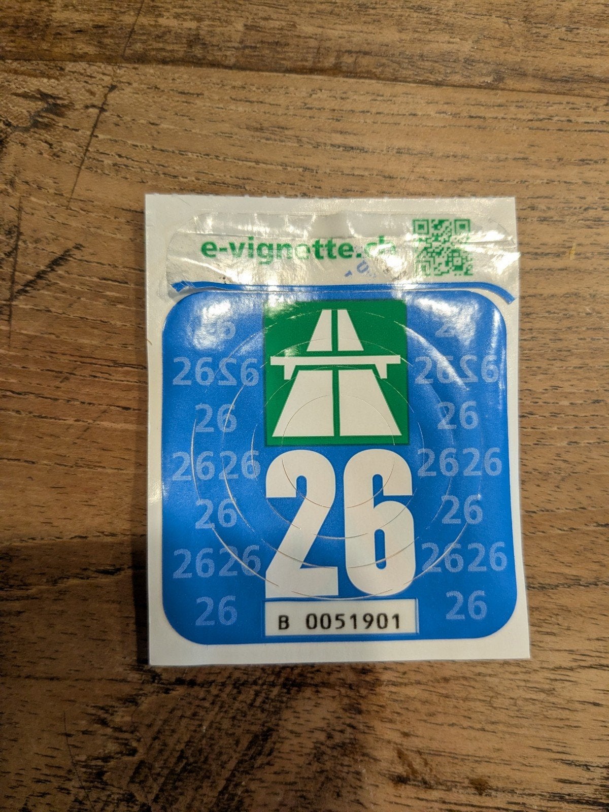 autoweg vignet Zwitserland, niet gekleefd.