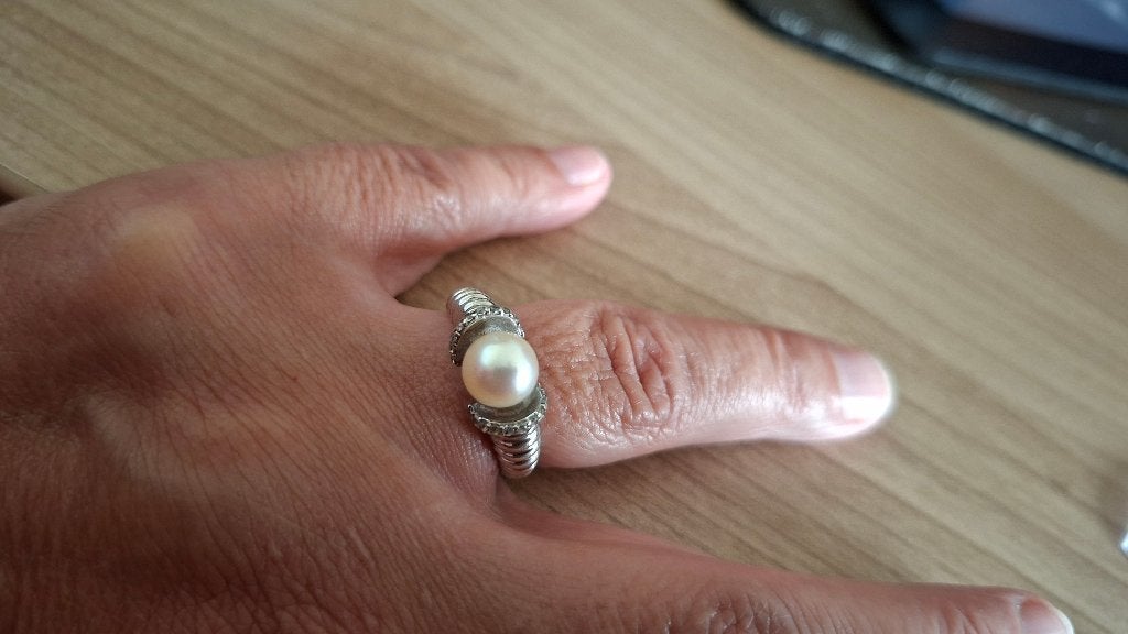 Ring met parel, Gebruikt, Ophalen of Verzenden, 17 tot 18, Dame