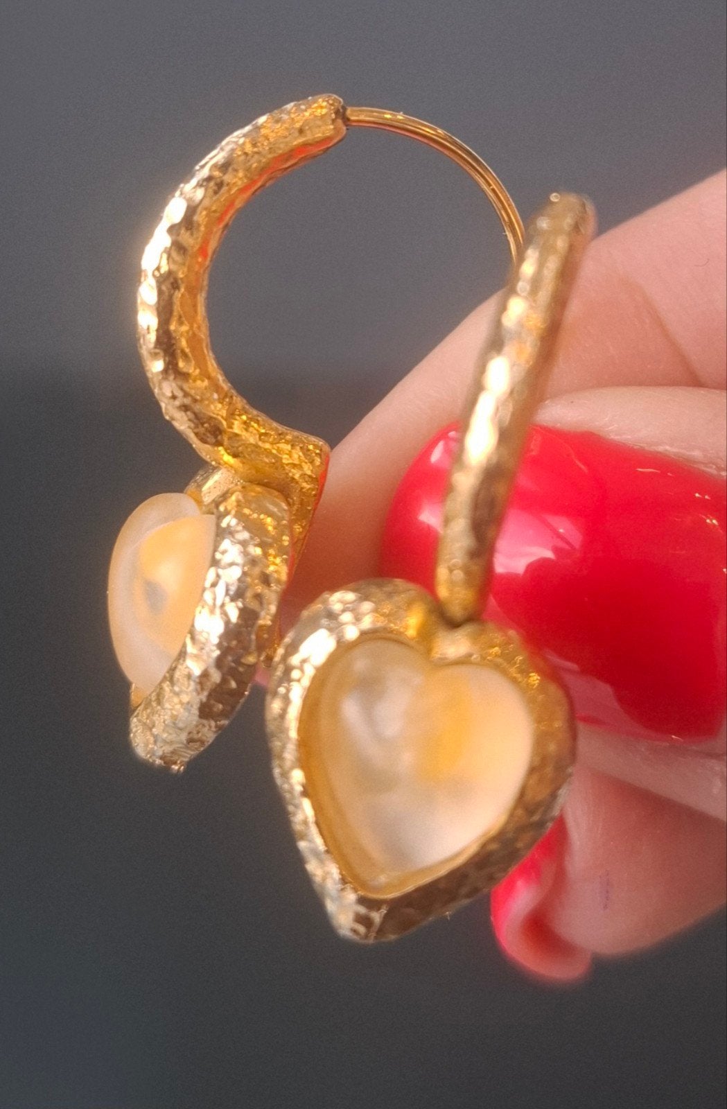 boucles d'oreilles dorée cœur, Enlèvement ou Envoi, Comme neuf, Pendantes, Avec strass