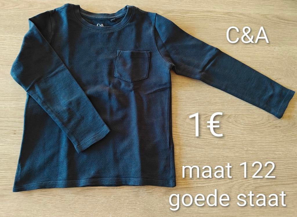 Shirt met lange mouwen jongen, donkerblauw, C&A - maat 122, Kinderen en Baby's, Kinderkleding | Maat 122, Gebruikt, C&A, Ophalen of Verzenden