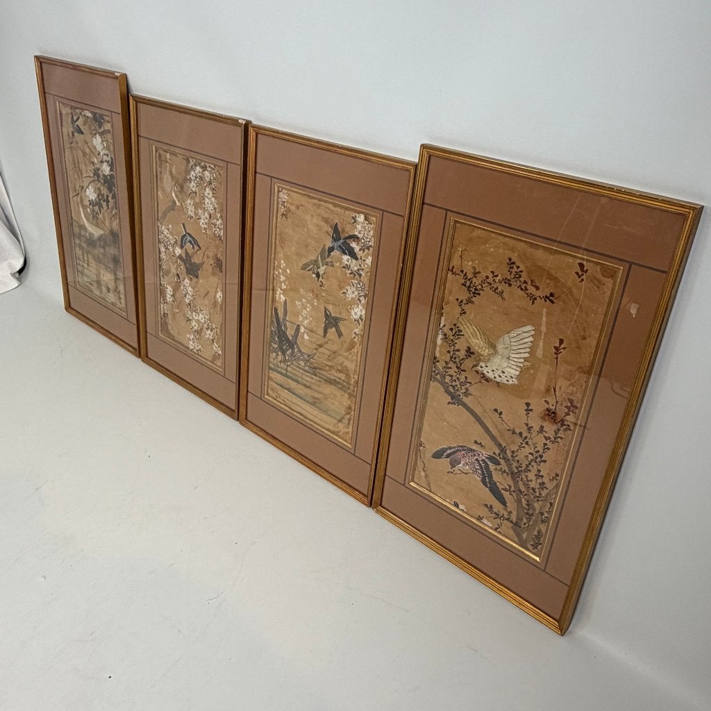 Ensemble de 4 broderies en soie Huaniao, Enlèvement ou Envoi