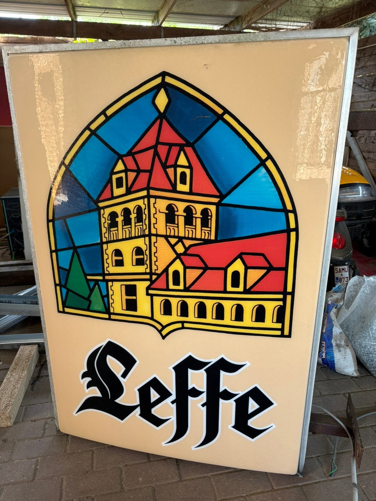Lichtreclame Leffe, Verzamelen, Ophalen, Gebruikt, Reclamebord