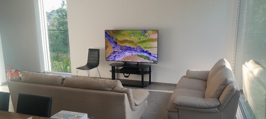 Gratis Beige lederen zetel 200cm, Huis en Inrichting, Ophalen, Gebruikt, Driepersoons, Rechte bank