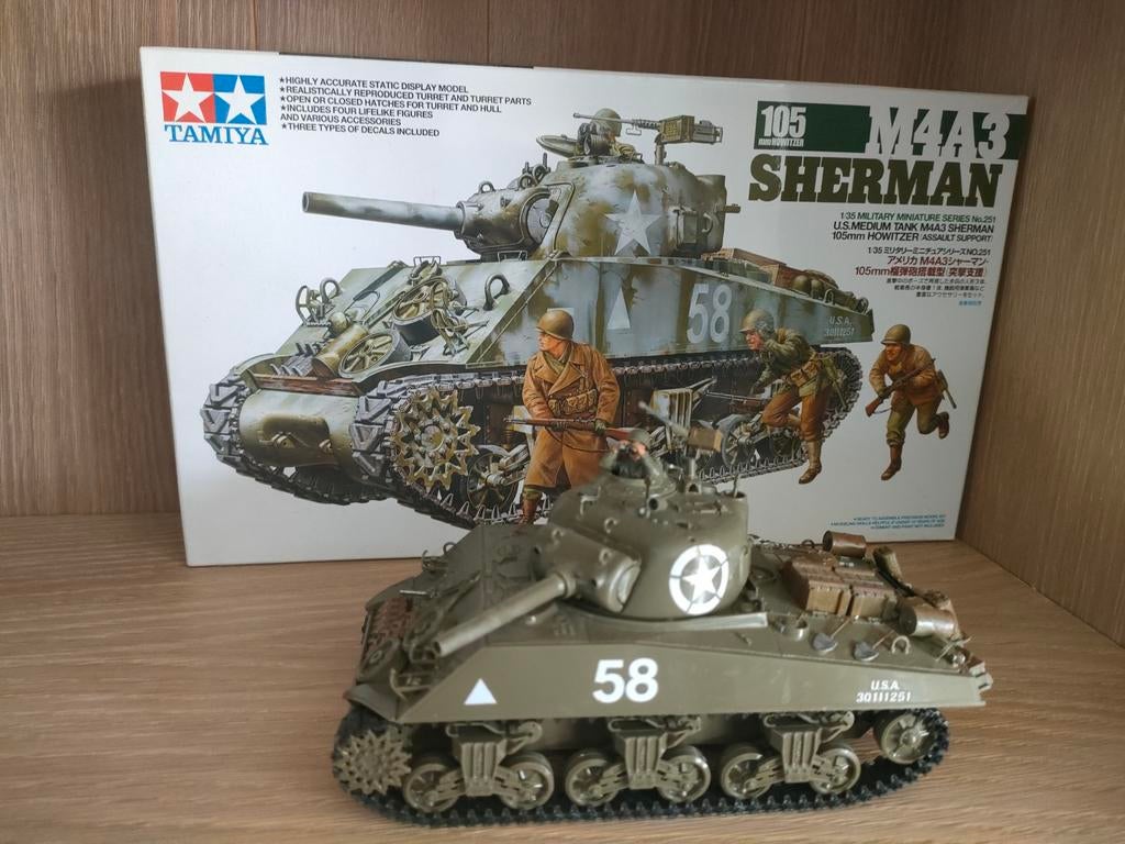 M4A3 Sherman Tank (1:35) - Tamiya, Ophalen of Verzenden, Tamiya